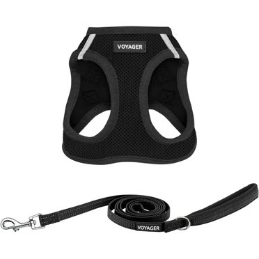 Voyager Step-in Air Cat Harness - All Weather Mesh Step in Vest Harness for Small and Medium Cats - Harness Leash Set (Black), XXS