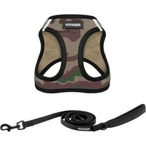 Voyager Step-in Air All Weather Mesh Harness and Reflective Dog 5 ft Leash Combo with Neoprene Handle, for Small, Medium and Large Breed Puppies - Army/Black Trim, XXX-Small