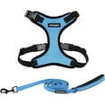 thumbnail image 1 of Voyager Step-In Lock Dog Harness & Reflective Leash Set w/ Neoprene Handle 6ft - For Small to Large Breed Dogs/ Cats, Cute & Heavy-Duty for Walking, Running & Training - Baby Blue Black Trim, S, 1 of 9