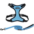 thumbnail image 1 of Voyager Step-In Lock Dog Harness & Reflective Leash Set w/ Neoprene Handle 6ft - For Small to Large Breed Dogs/ Cats, Cute & Heavy-Duty for Walking, Running & Training - Baby Blue Black Trim, L, 1 of 9
