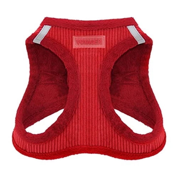 Voyager Step-in Plush Dog Harness – Soft Plush, Step in Vest Harness for Small and Medium Dogs by Best Pet Supplies - Red Corduroy, XL (Chest: 20.5-23")
