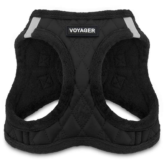 Voyager Step-in Plush Dog Harness by Best Pet Supplies - Black Faux Leather, X-Large