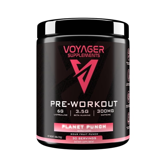 Voyager Supplements Pre-Workout Supplement - Intense Pump  Maximized Energy  G-Force Strength  Laser Focus - Science-Backed & Gym Proven (Planet Punch, 393 grams)