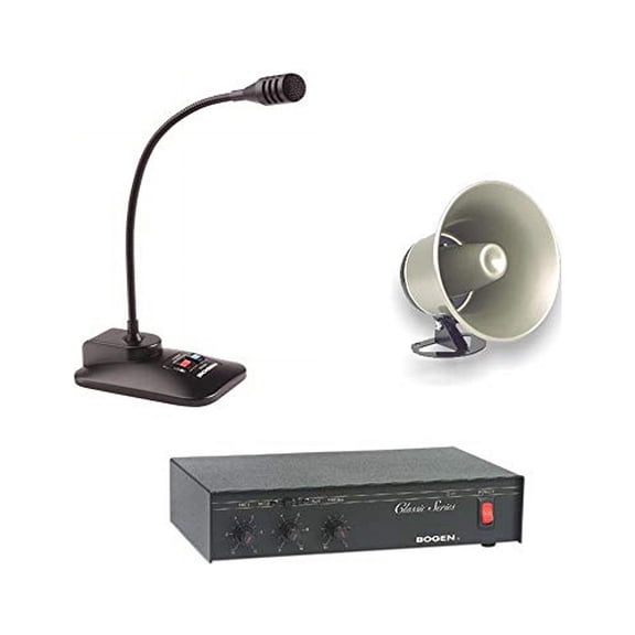 Voyager Tools Industrial Grade 10 Watt Paging System w/Amplifier, Speaker, Mixer, Microphone