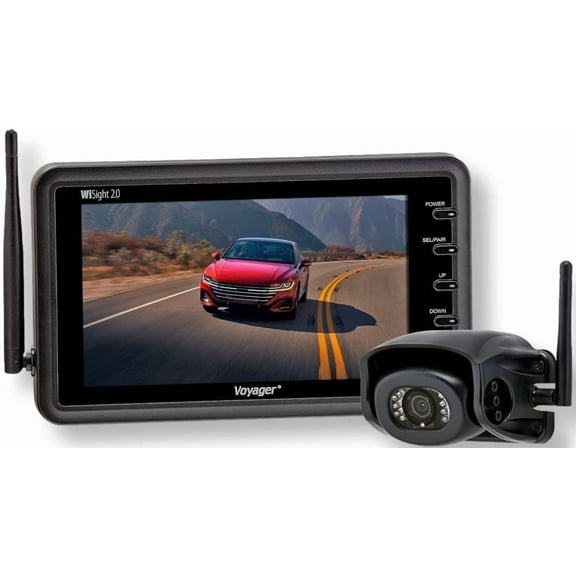 Voyager WVSXP70 Single-Camera System; System Includes (1) 7-inch Wireless Lcd Monitor, (1) Wireless Rear Camera, 12-volt Accessory Plug, and Suction Cup Monitor Mount