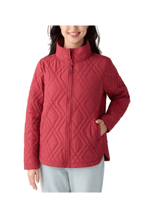 Womens Quilted Jacket Diamond Lightweight Red XXL