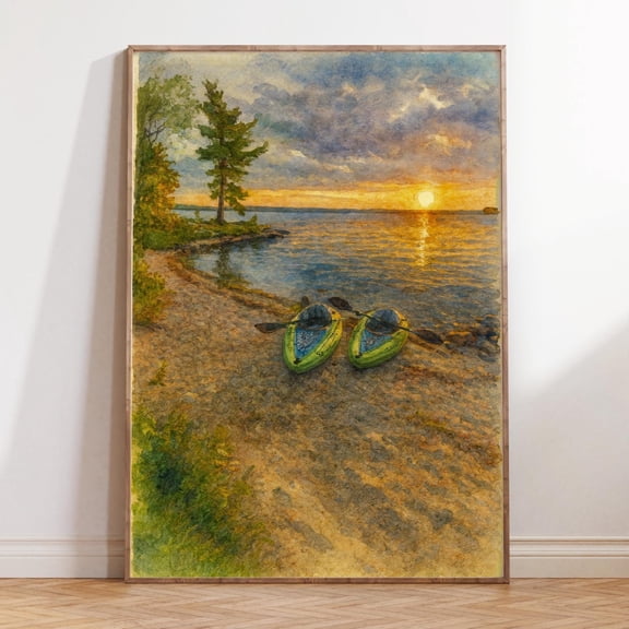 Voyageurs National Park Sunset Lake Nature Wall Art, Unframed Paper Print Size 8x12