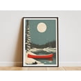 thumbnail image 1 of Voyageurs National Park Winter Canoe Poster Lake and Forest Night Scene Red Canoe Print Winter Wonderland Art Cabin Decor Nature Wall Art, 1 of 3