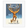 thumbnail image 1 of Voyagez vers les U.S.A. par PAA (Travel to the USA by PAA) - New York Clipper - Pan American World Airways - Vintage Travel Poster c.1950s - Fine Art Rolled Canvas Print 11in x 14in, 1 of 4