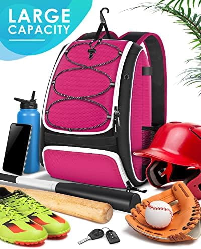 Voylla Baseball Bag, Softball Bag for Baseballgear & T-Ball Bat, Baseball Backpack with Shoes Compartment for Men/Women