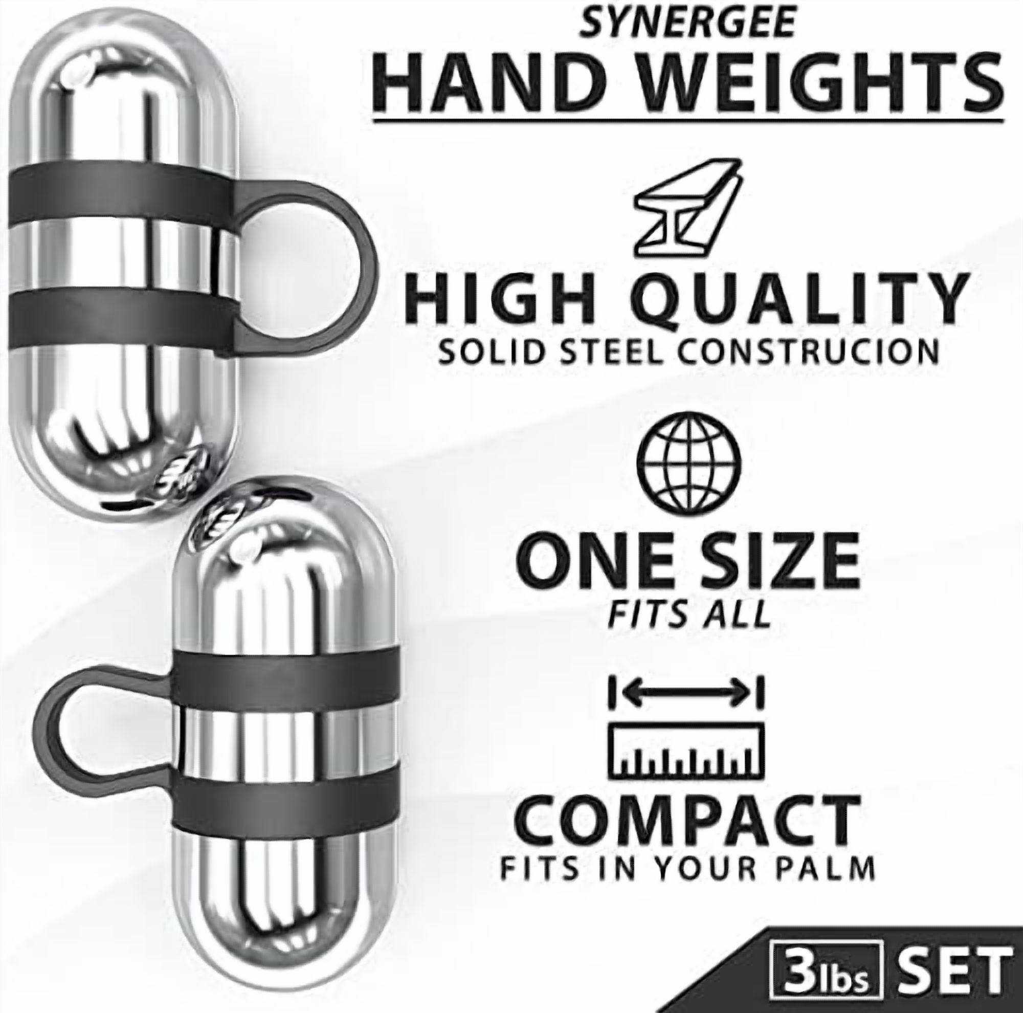 Voylla Cardio Hand Weights. Steel Hand Weights Dumbbell Set with Anti-Slip Silicone Finger Loop for Workout, Fitness, Training for Men and Women. Sold In Pairs. Available in 1lb, 1.5lb and 2lb Sets