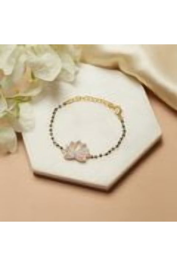 Voylla Lotus Design Mangalsutra Bracelets (Golden)