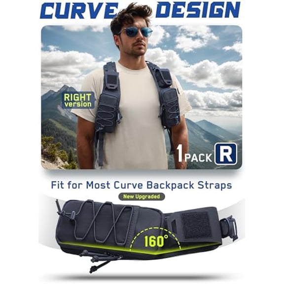 Voylla Molle Backpack Accessories Pouch of Curve Design Version, Tactical Backpack Strap Pouch Hiking Backpack Attachment Pack
