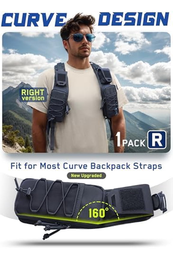 Molle Backpack Accessories Pouch of Curve Design Version, Tactical Backpack Strap Pouch Hiking Backpack Attachment Pack