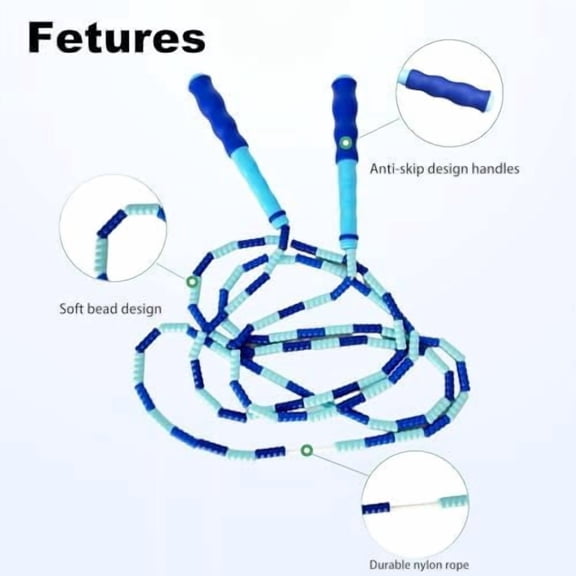 Voylla Soft Beaded Jump Ropes, Adjustable Length Skipping Rope, Tangle Free Segmented Jumping Rope for Kids and Adults Exercise, Fitness 9.2 Ft