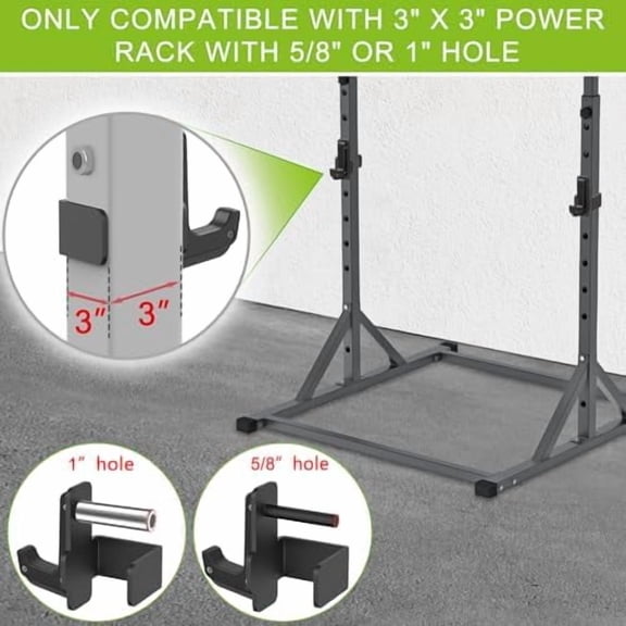 Voylla Solid Steel J Hooks for 2" x 2" or 3" x 3" Tube Power Cage with 1" 1/2" or 5/8" Hole Squat Rack Attachment, J-Hook Barbell Holder for Power Rack, Set of 2