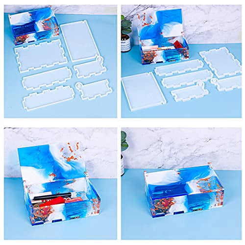 Voyyphixa 6pcs Silicone Rectangle Resin Molds With Lid - Jewelry Box ...