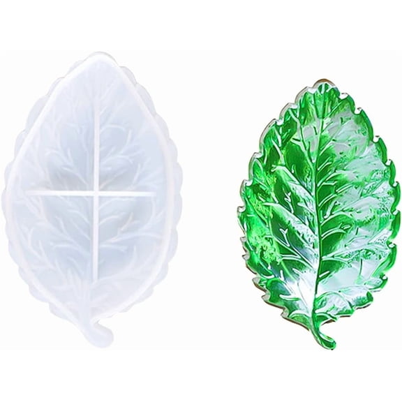 ABPETE Tray Resin Molds Leaf Silicone Mold Fruit Plate Epoxy Resin Mould for Casting Tropical Leaves Tray Dish Jewelry Storage Box Candle Soap Holder (Oval leaf)