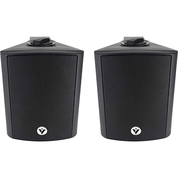Voyz 5 1/4" Black Architectural Speakers Wall Speakers 70V 100V- Pair of 2 Indoor and Outdoor Speakers 2-Way Passive Loudspeakers | Water Resistant | Full Range Dynamic Speakers | Wall Mounted