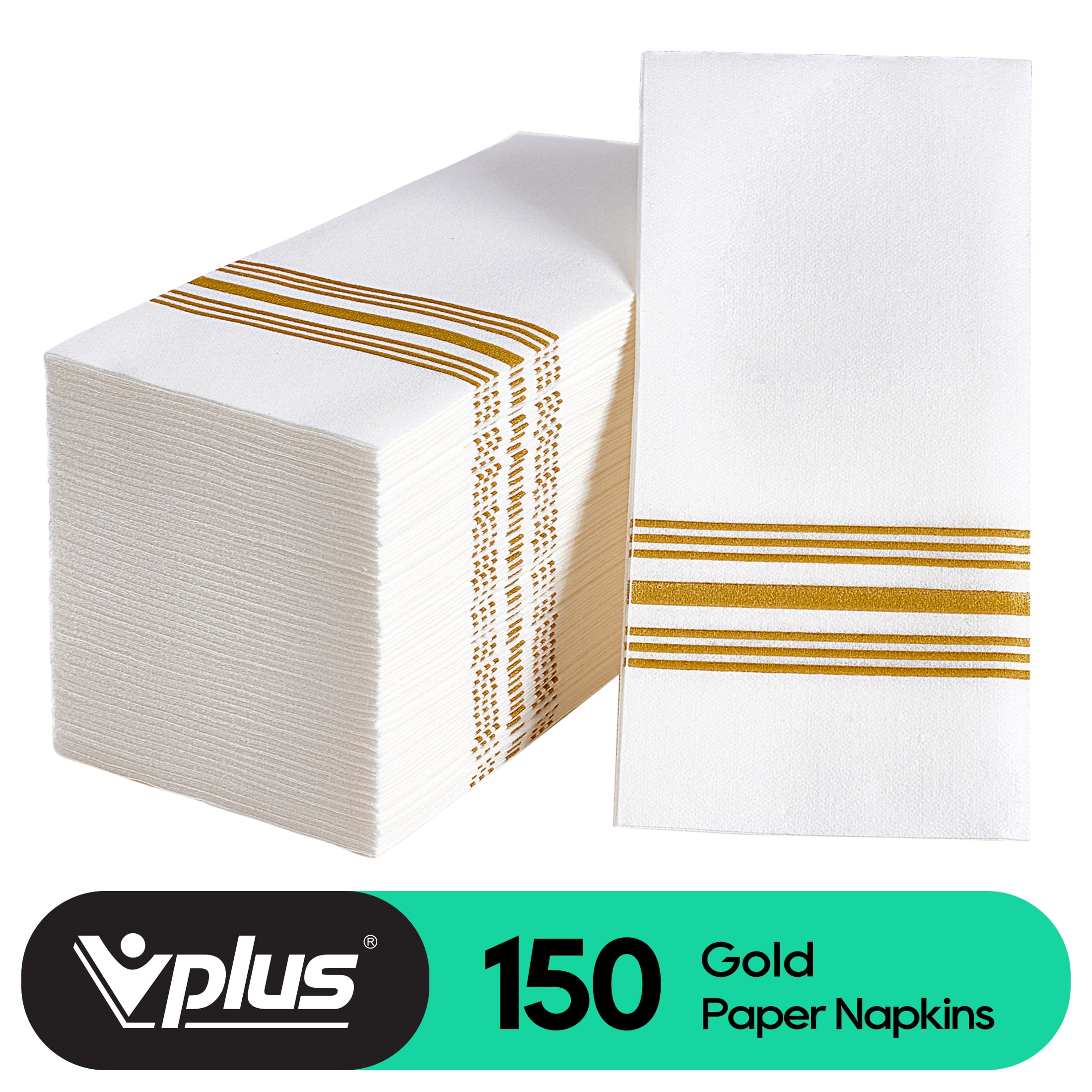 Vplus [150 Pack]Gold Bathroom Napkins, Linen Feel Guest Towels