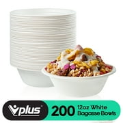 Vplus Compostable Disposable Paper Bowls, 12 oz, 200 Pack