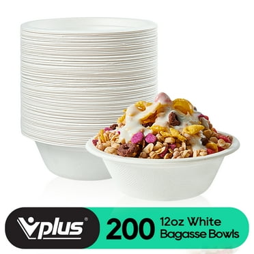 Vplus Compostable Disposable Paper Bowls, 12 oz, 200 Pack