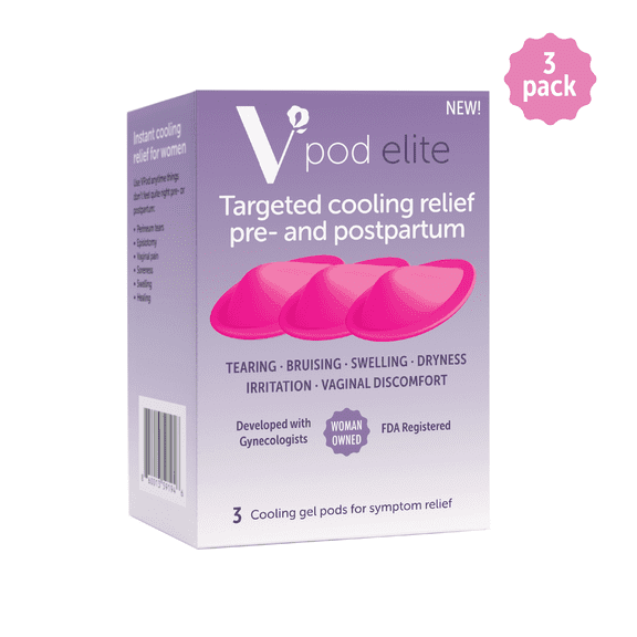 VPod Elite Soft, Flexible & Gentle, Instant Cooling Relief for Vaginal & Vulvar Discomfort  Reusable, Postpartum Recovery, Perineal Pain, Hot Flashes, Feminine Care pod, 3 Count