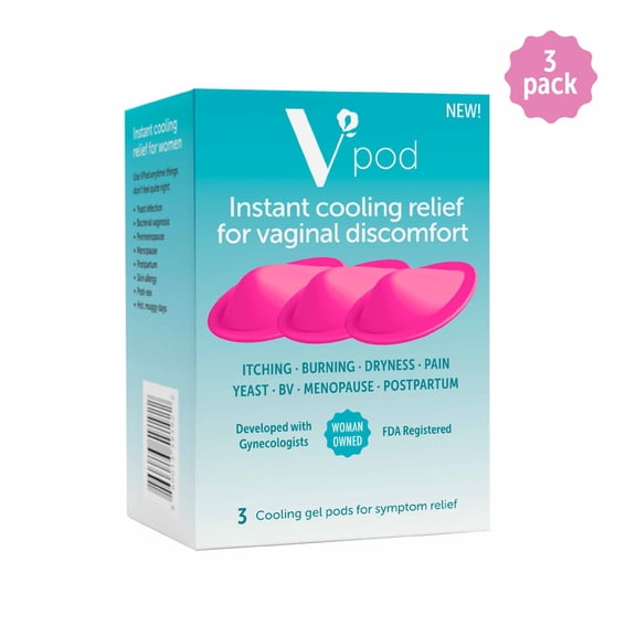 VPod Instant Cooling Relief for Vaginal Discomfort, 3 Cooling Gel Pods for Symptom Relief