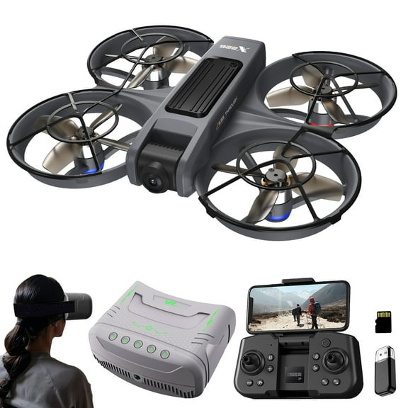 Vr Drone With Virtual Reality Glasses, Includes Memory Card & Reader, 15-18 Min Flight, 4K Hd Aerial Photography Quadcopter