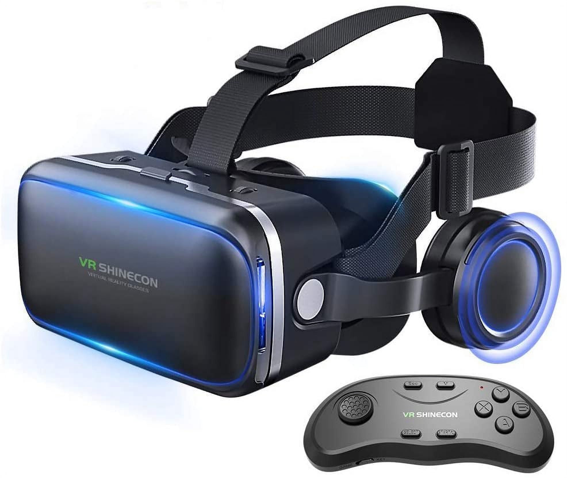 Vr Headset with Remote Controller[New Version], 3D Glasses Virtual Reality Headset for VR Games & 3D Movies, Eye Care System for iPhone and Android Smartphones