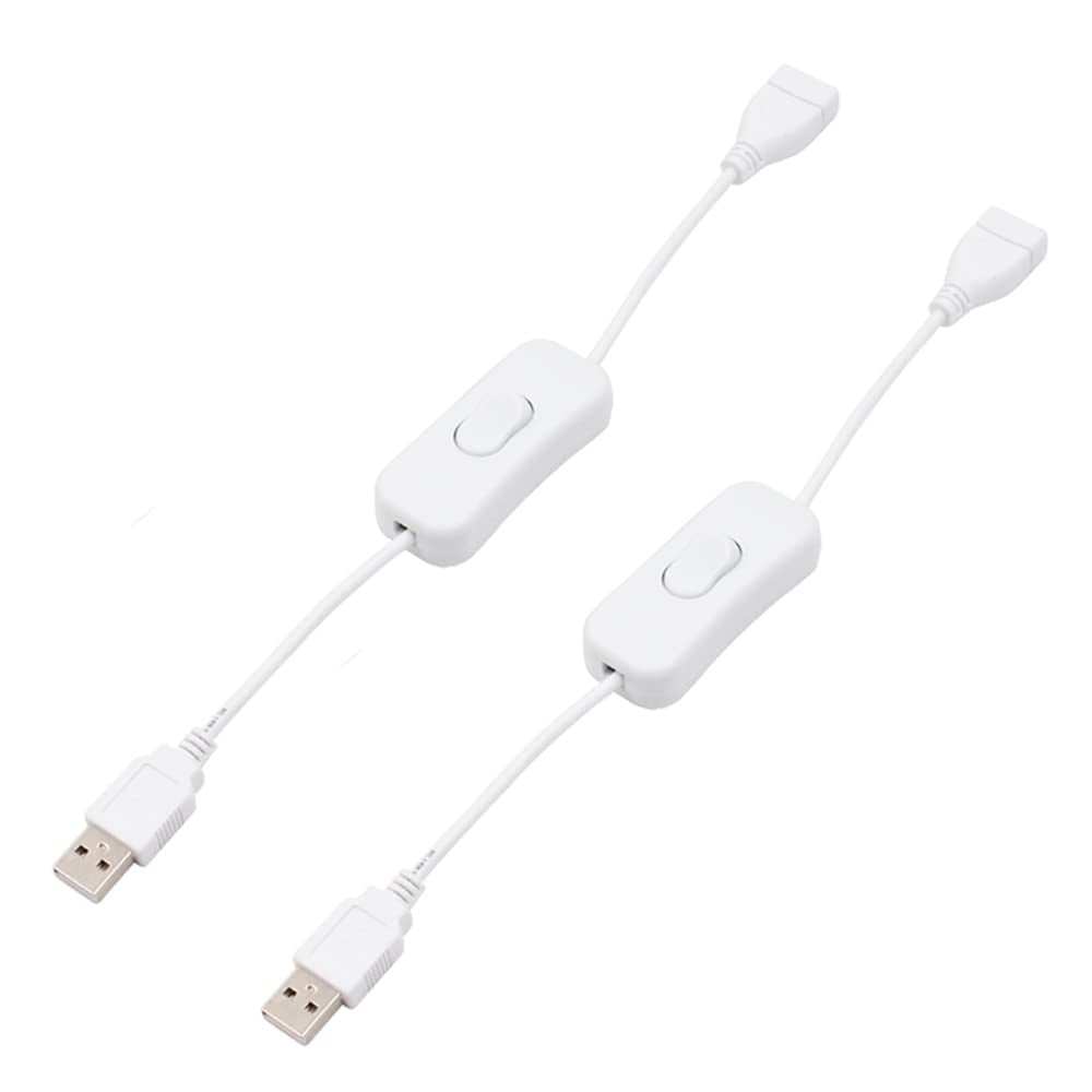 Vrabocry 2 Pack White RRF12 Male to Female USB Cable with On/Off Switch ...