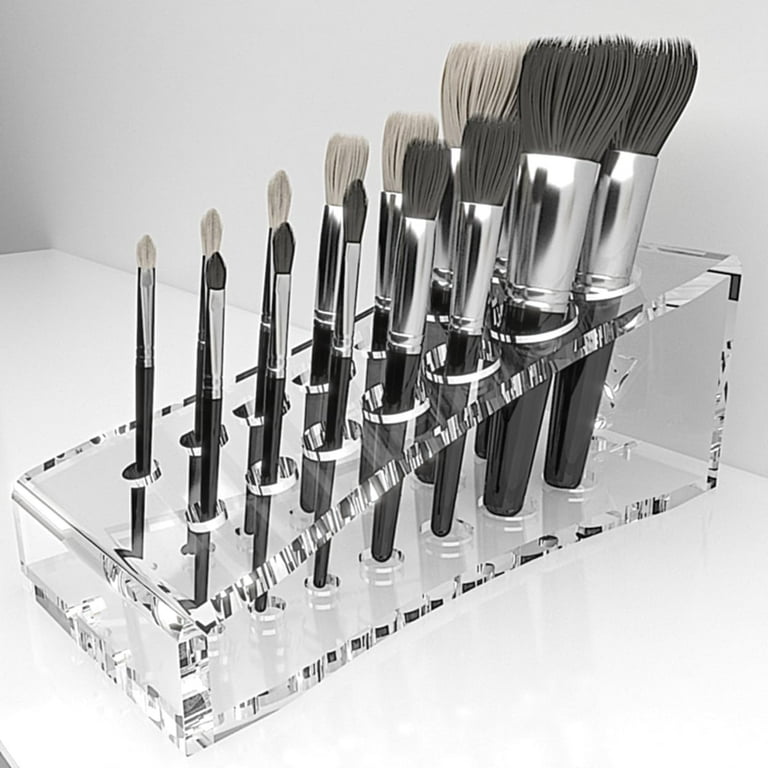 Vray Designs LLC Newly Designed Acrylic Makeup Brush Holder with 14 Slots  Tamil, Clear Cosmetic & Makeup Brush Holder Organizer, Sturdy 6mm Thick  Acrylic Makeup Organizer