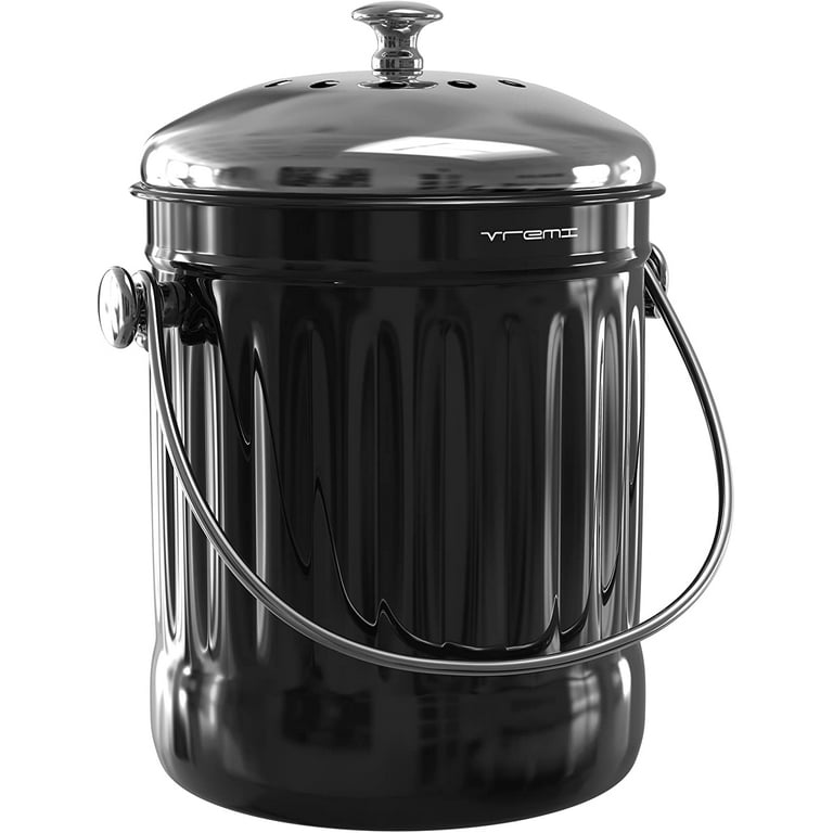 Metal Kitchen Compost Bin Indoor Food Wastes Compost Bucket with