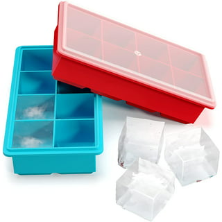Bangp Large Ice Cube Trays with Lid,2 Pack Stackable Large Ice Cube Molds  Make 16 Big Square Ice Cubes,Easy Release Silicone Ice Cube Tray for