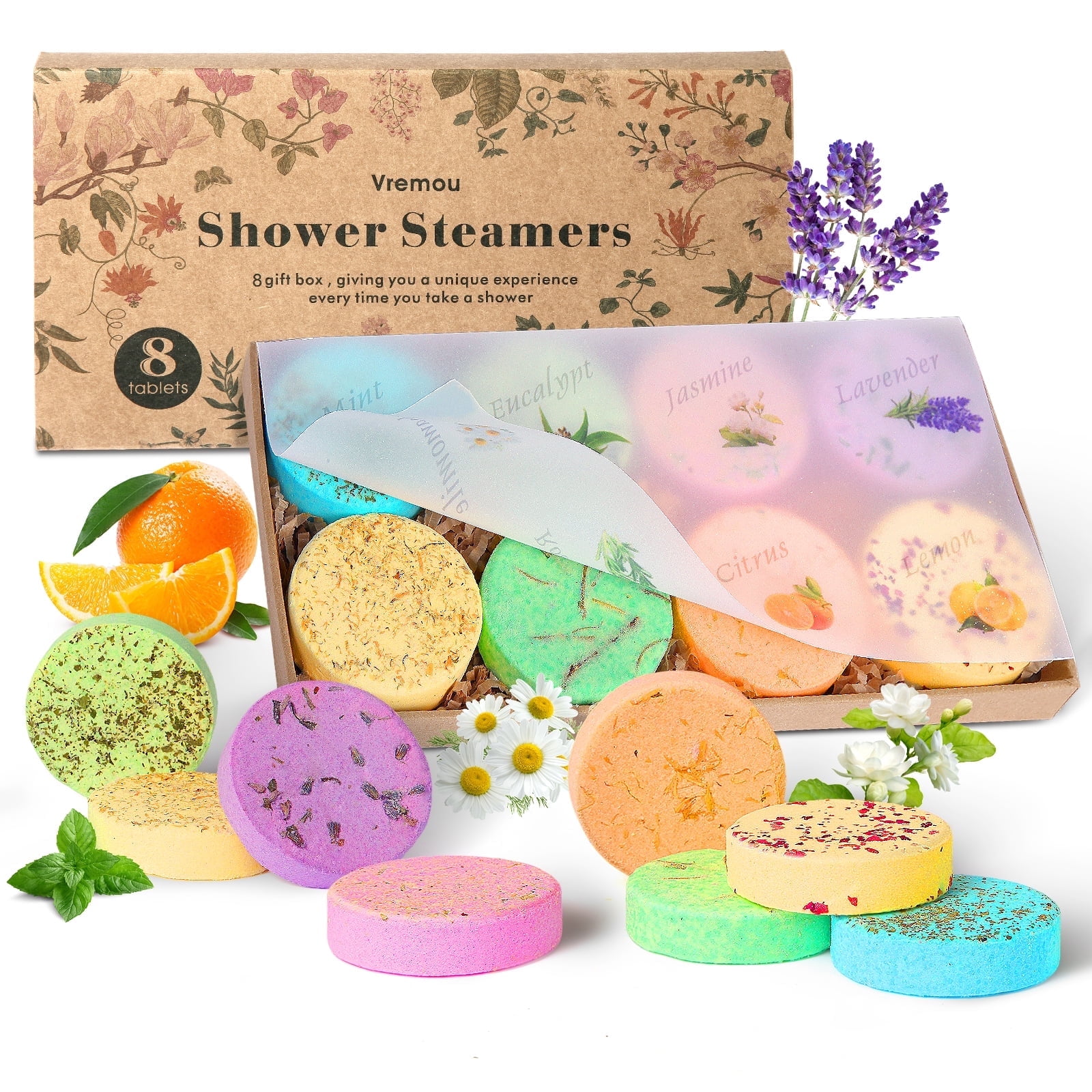 Shower Steamers Aromatherapy, 8XL Shower Bombs with Natural Essential Oils, Birthday Gifts for Women Self Care Relaxation Home SPA Stress Relief, Mothers Day Gifts for Mom, Her, Women