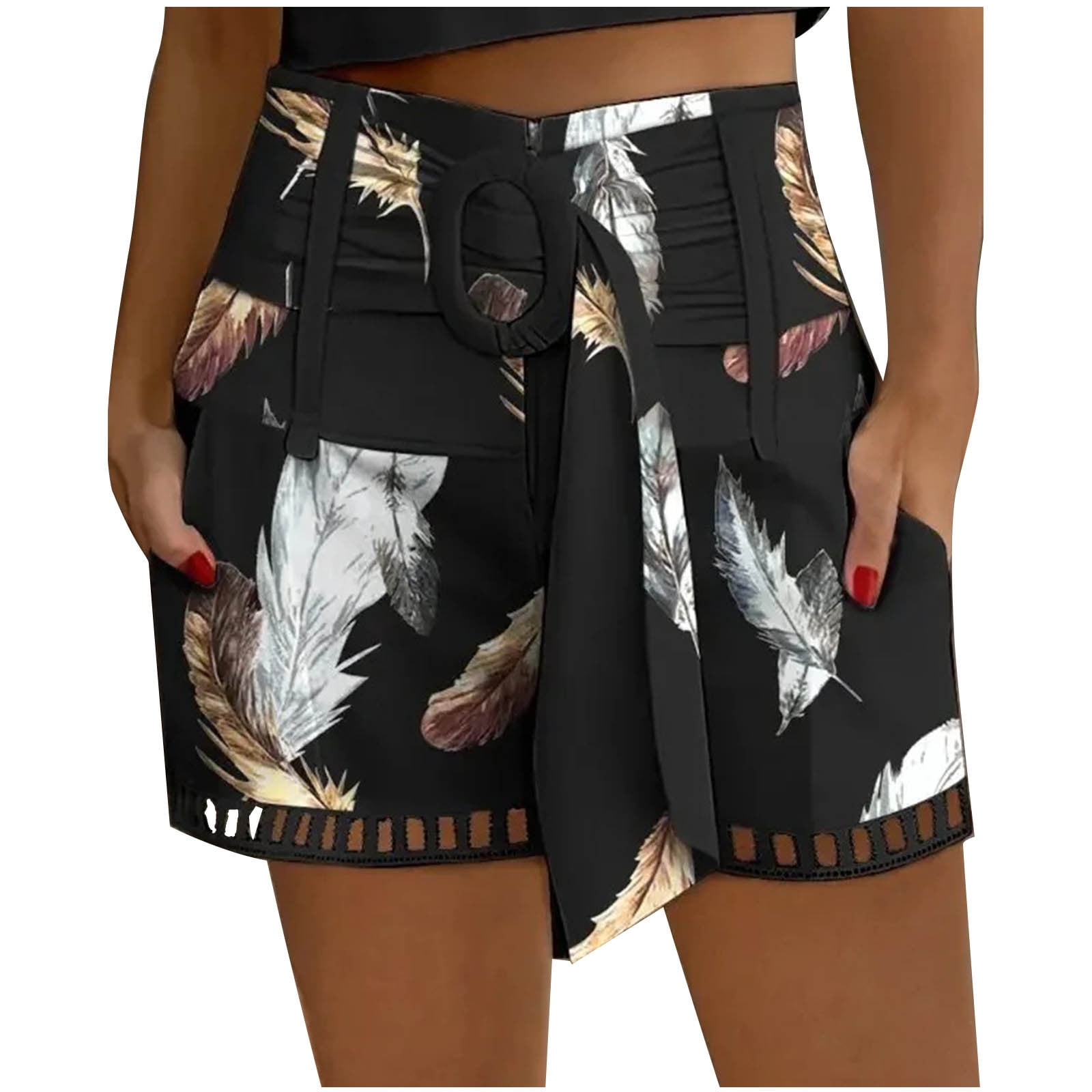 Vrhaik Black Distressed Shorts for Women Jersey Shorts Womens Gym