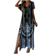 Vrhaik Prom Dresses with Sleeves Blue Maxi Dress for Women Long Sleeve Bodycon Dress for Women formal Mini Dress A Line Dresses for Women 2024 Summer Dresses Short