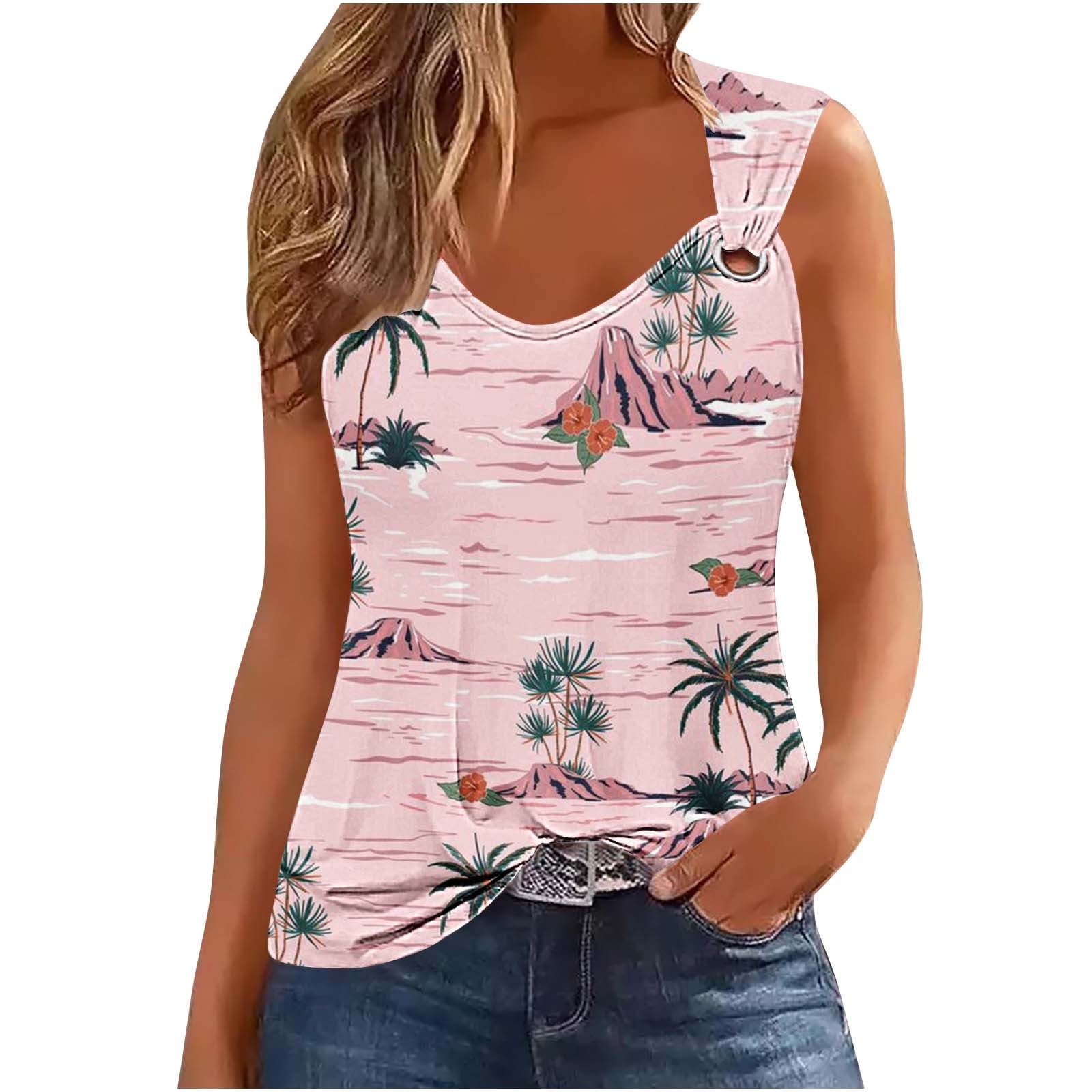 Vrhaik Womens Cruise Outfits Trendy Plus Size White Tank Vacation Tank Tops for Women Extra Long