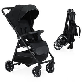 Vrhot Lightweight Baby Stroller, Compact Folding Travel Stroller, One-Hand Fold, Infant and Toddler 6-36 Months, Black