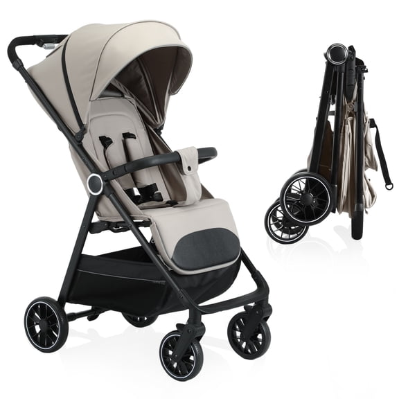 Vrhot Lightweight Baby Stroller, Compact One Hand Fold Design, Toddlers and Babies 0-36 Months, 13 lbs, Unisex, Khaki