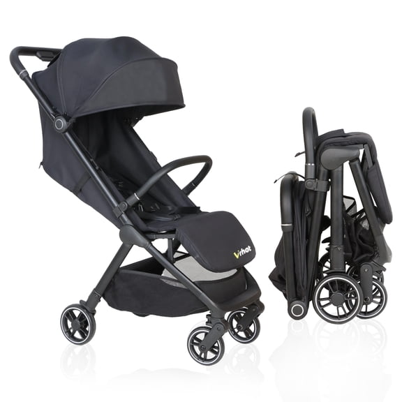 Vrhot Lightweight Baby Stroller,Foldable,Compact,One-Hand Fold with w/UPF 50+ Canopy,Travel for Toddler Infant,Black