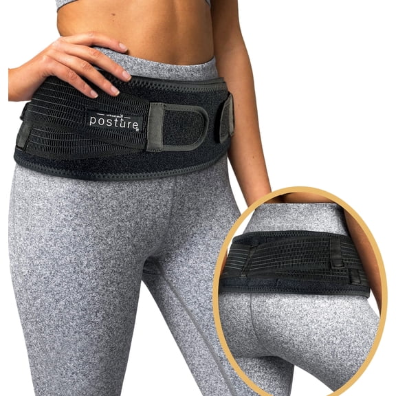 Vriksasana Posture Sacroiliac Hip Belt for Women and Men That Alleviates Sciatic, Pelvic, Lower Back, Leg and Sacral Nerve Pain Caused by Si Joint Dysfunction| Trochanter Brace (Plus, Black)