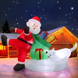 Christmas Outdoor LED Décor of 10ft Tall Santa hot Claus Holding the Gift Box