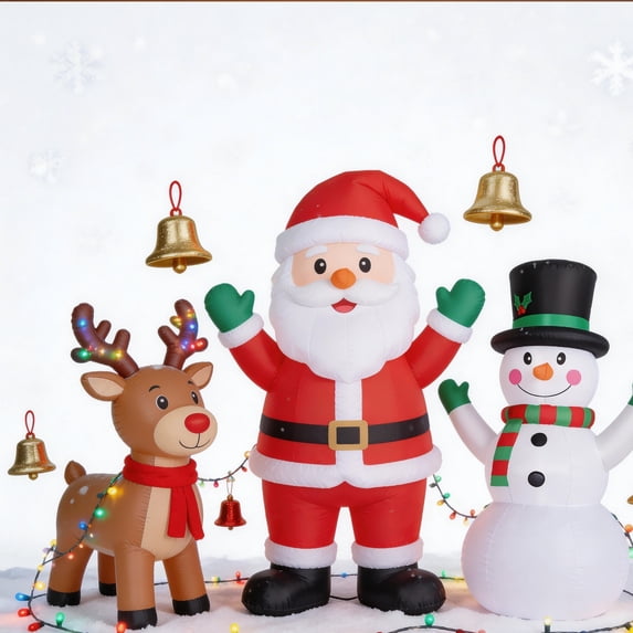 Vrilay Xmas Lighted Christmas Inflatables Outdoor Blow Up Decor for Yard Garden Lawn