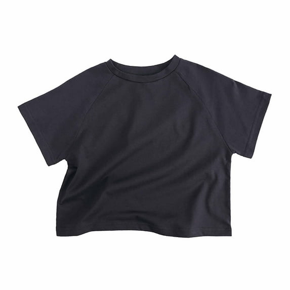 Vrorvz 1-6T Boys Cotton Tee Short Sleeve Basic Crewneck Shirt Summer Breathable Loose Plain Tshirts