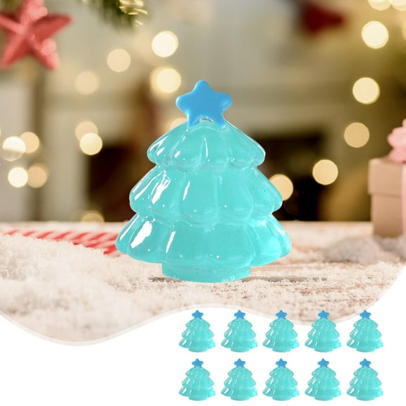 Vrorvz 10 Pack Christmas Ornaments Set Mini Christmas Ornaments Christmas Tree Ornaments Set Luminous Resin Statues in The Dark Table Decor DIY Arts Crafts 1.2 in Blue