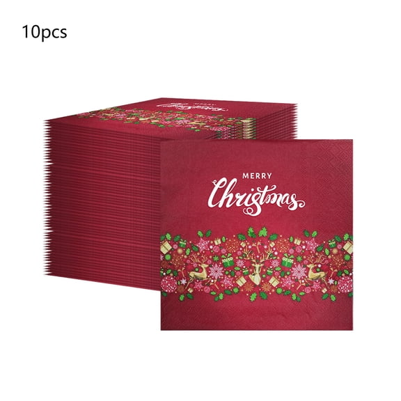 Vrorvz 10 Pack Tree Themed Long Lasting Disposable Tableware Set Christmas Plates Christmas Paper Plates Suit for Parties and Home Use 6.3in Red