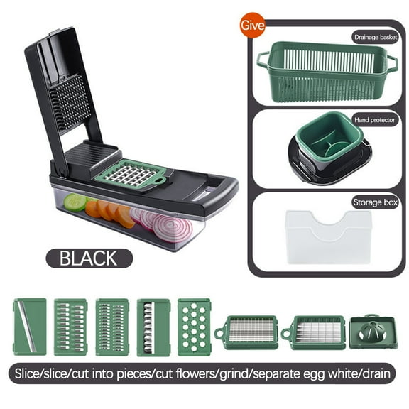 Vrorvz 14-in-1 Stainless Steel Vegetable Chopper with Multi-function Blades Easy to Clean and Safe Hand Guard Suit for Chopping Cutting Mashing and Slicing in Your Kitchen