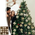 thumbnail image 1 of Vrorvz 16 Pack Christmas Decorations Christmas Ornaments for Holiday Scene Arrangement Hanging Design Versatile for Trees Indoor Fireplace Decor Reusable Classic Spherical Style 2.4x2.4x2.4in Gold, 1 of 6