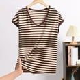 thumbnail image 1 of Vrorvz 1X-5X Women's Striped Shirts Cap Short Sleeve Loose Tee for Womens Sleepwear Soft Comfy Pajamas Tops, 1 of 3
